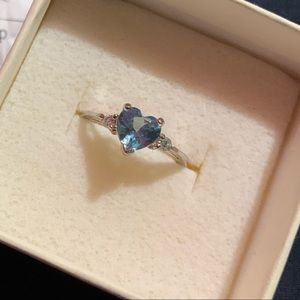 Real Blue Topaz and Diamond Ring